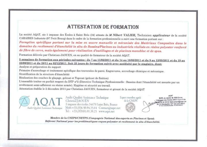  Attestation de formation Guadeloupe