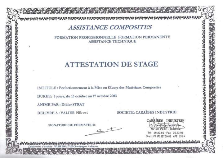 Attestation de stage  Guadeloupe
