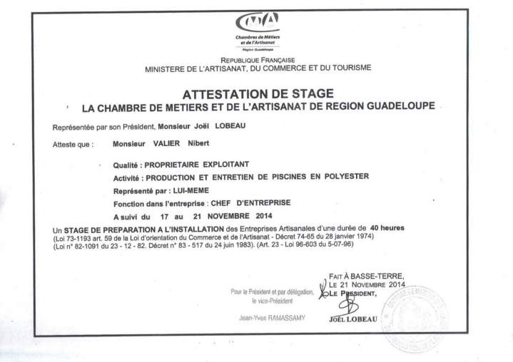  Certificat Guadeloupe